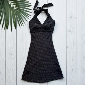 Charlotte Russe Y2K Halter Mini Dress – Polka Dot Tie Neck Slip Style